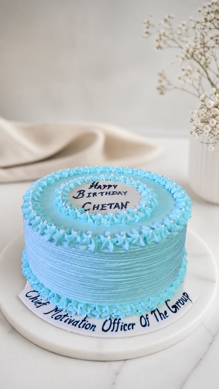 Ocean Blue Textured Birthday Cake