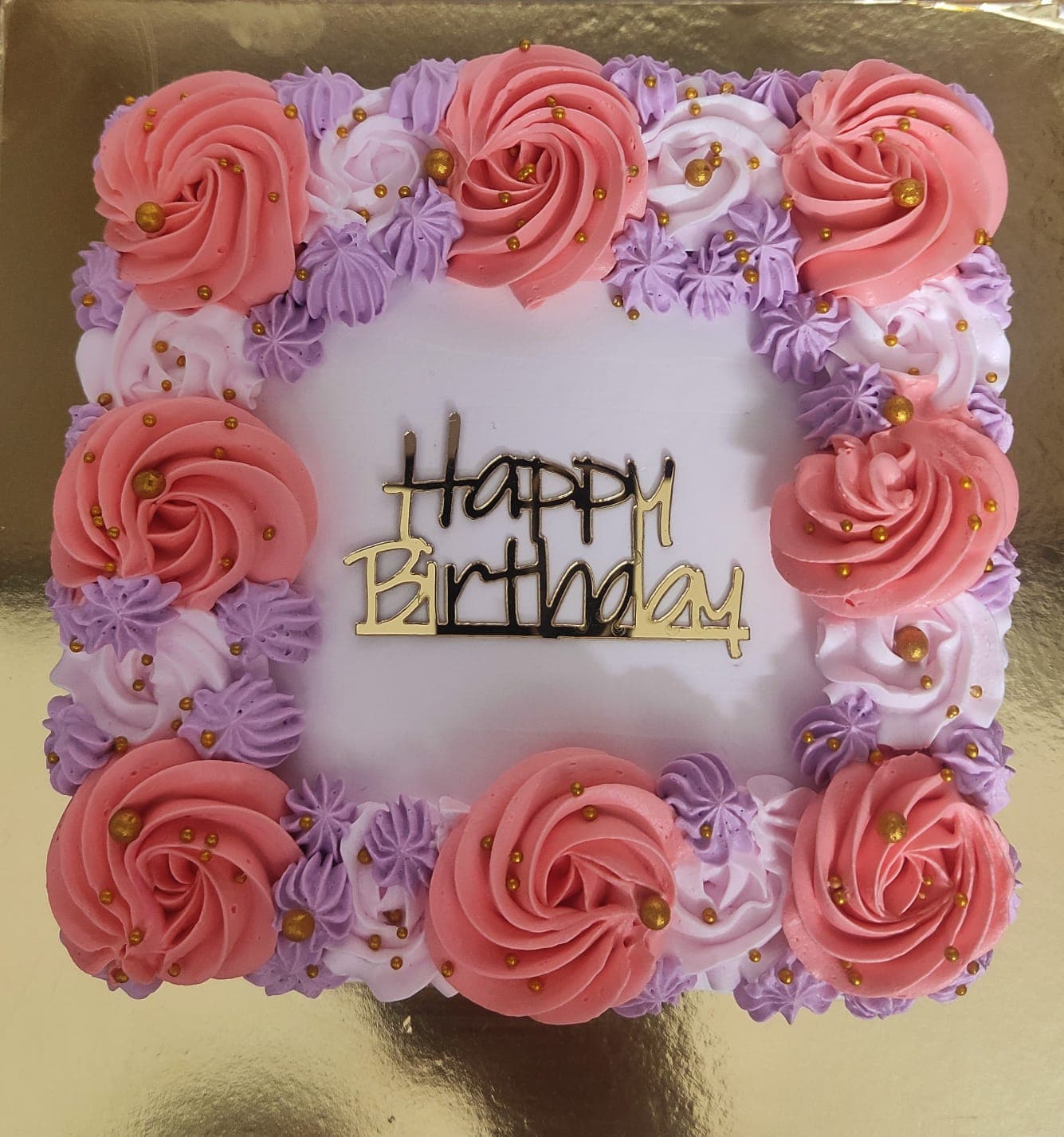 Pink and Purple Rosette Square Cake