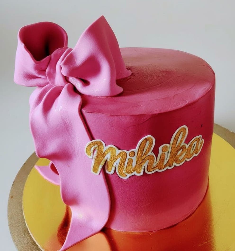 Pink Bow Birthday Cake