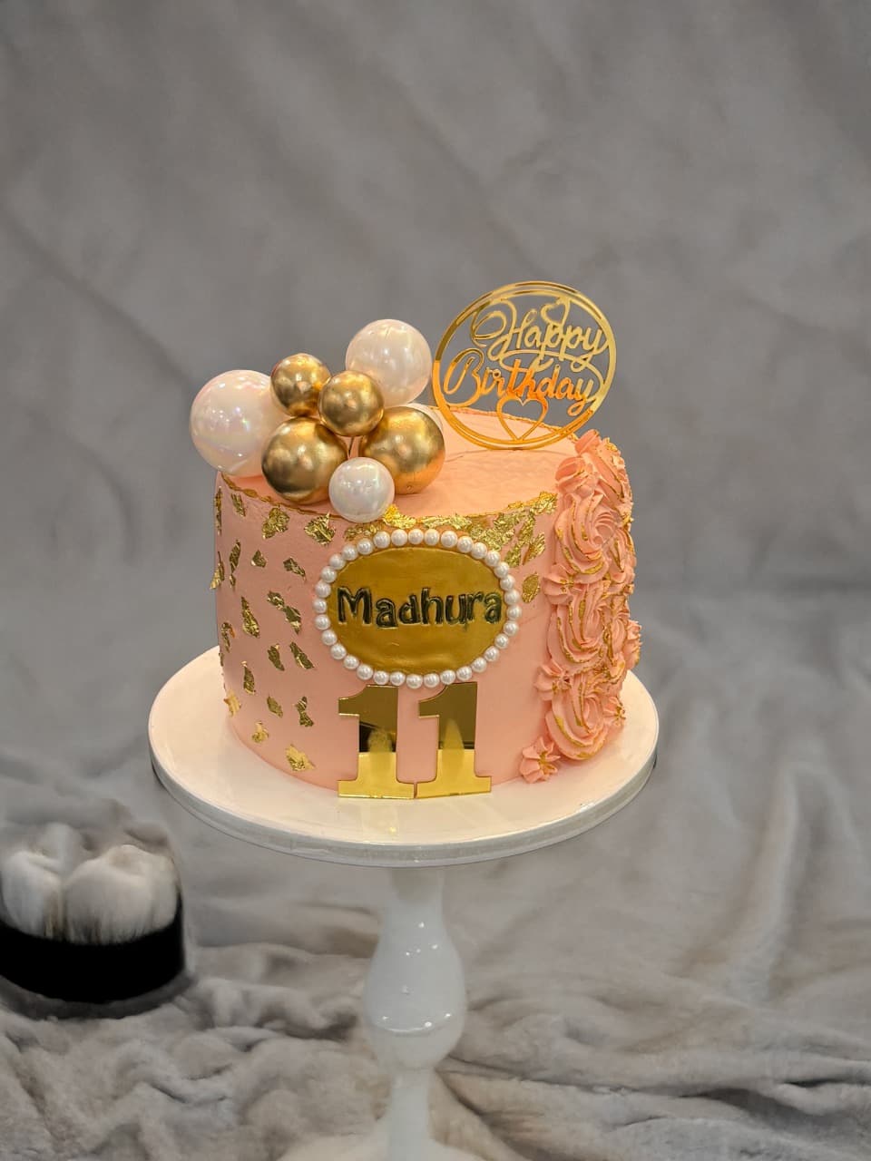 Peach and Gold Birthday Elegance Cake