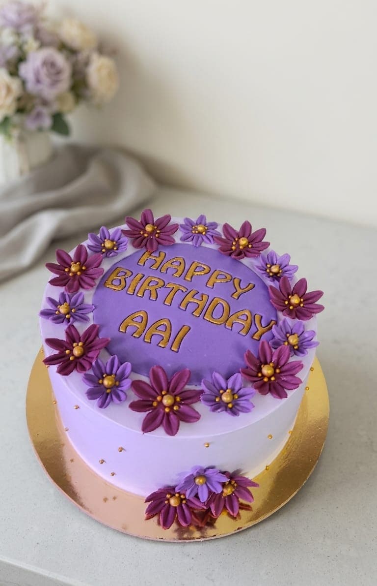 Purple Floral Birthday Cake