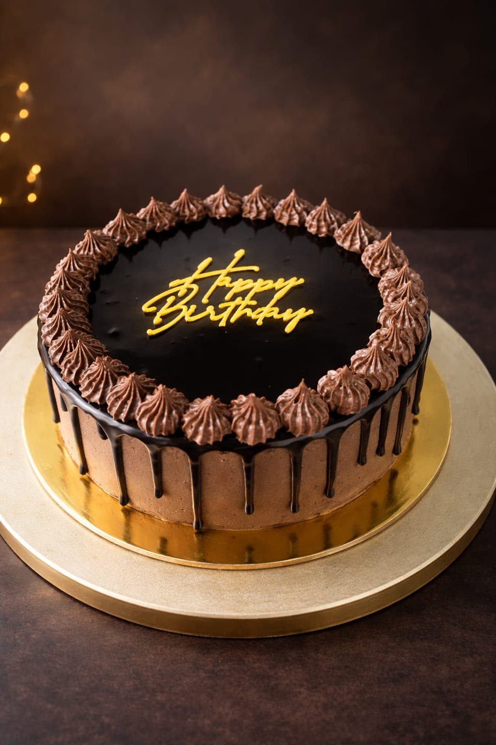 Chocolate Rosette Drip Birthday Cake