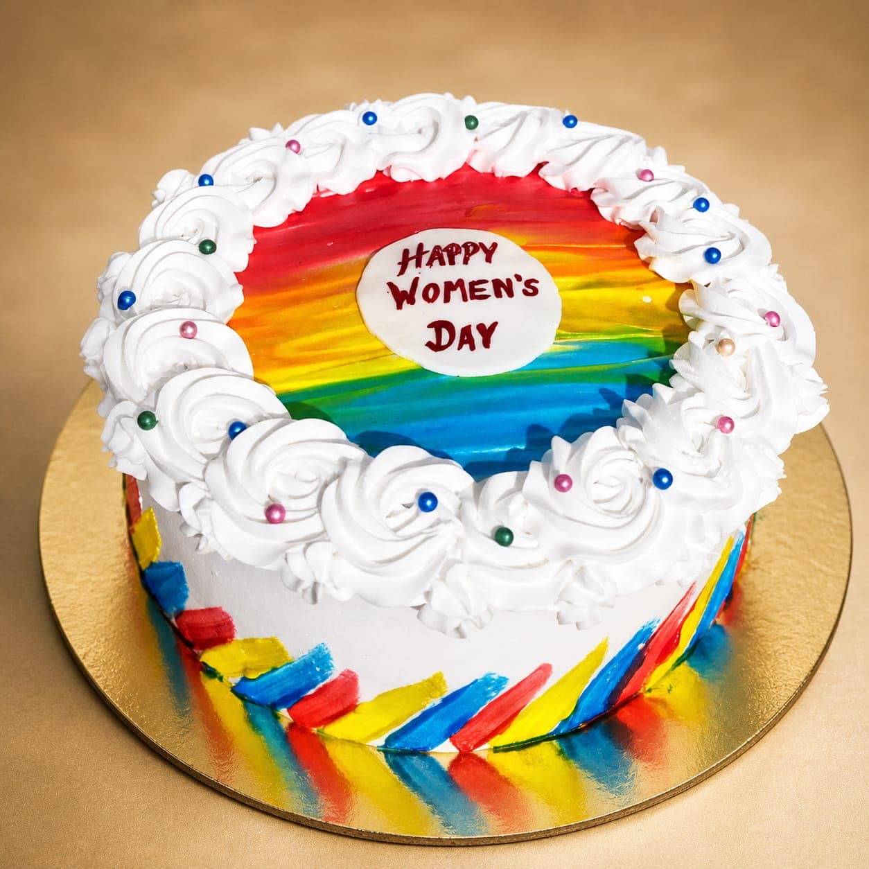 Rainbow Brushstroke Women's Day Cake
